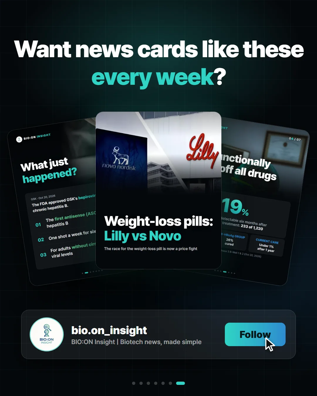 Want news cards like these
every week?
bio.on_insight
BIO:ON Insight | Biotech news, made simple
Follow